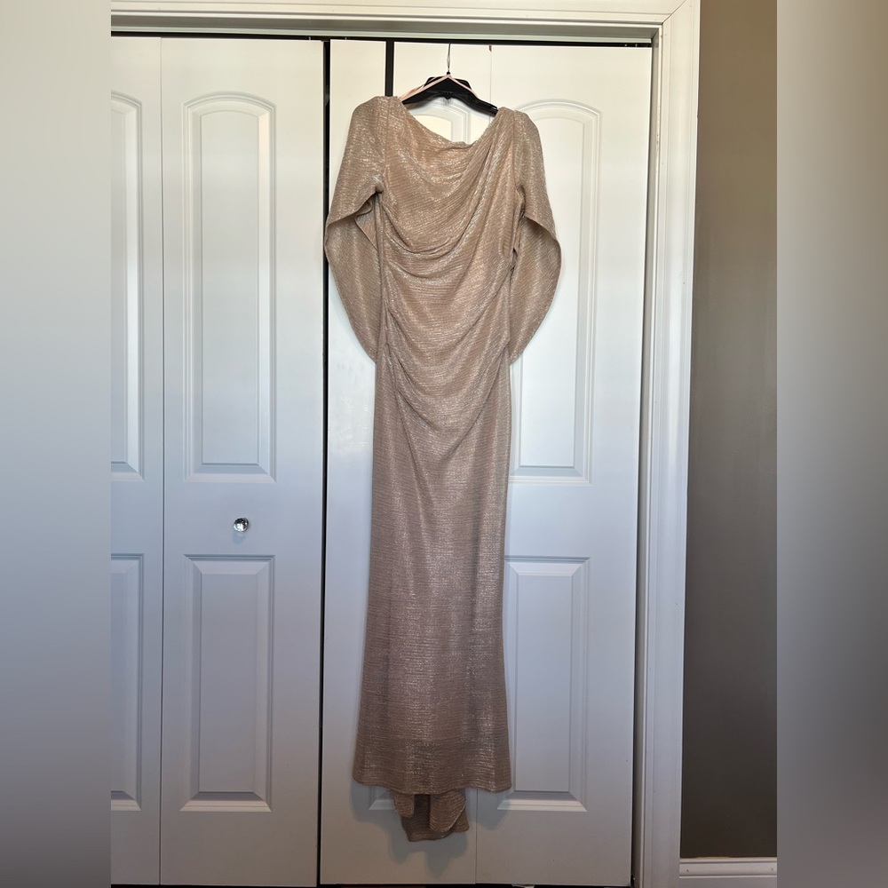 Betsy & Adam, Mother of the bride women’s dress size 10 petite gold NEW